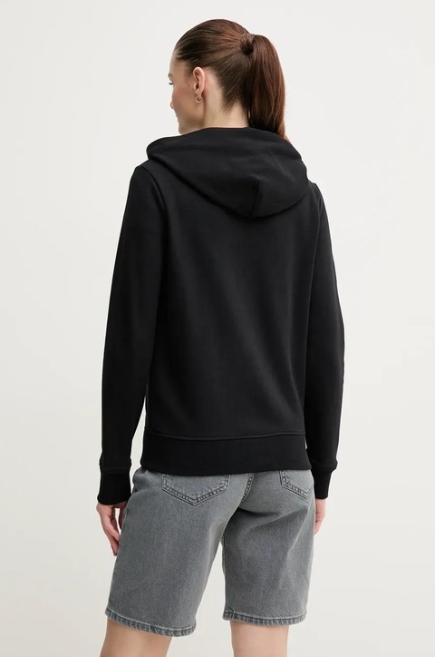 Calvin Klein bluza bawełniana damska kolor czarny z kapturem gładka K20K208426 - zdjęcie produktu nr 2