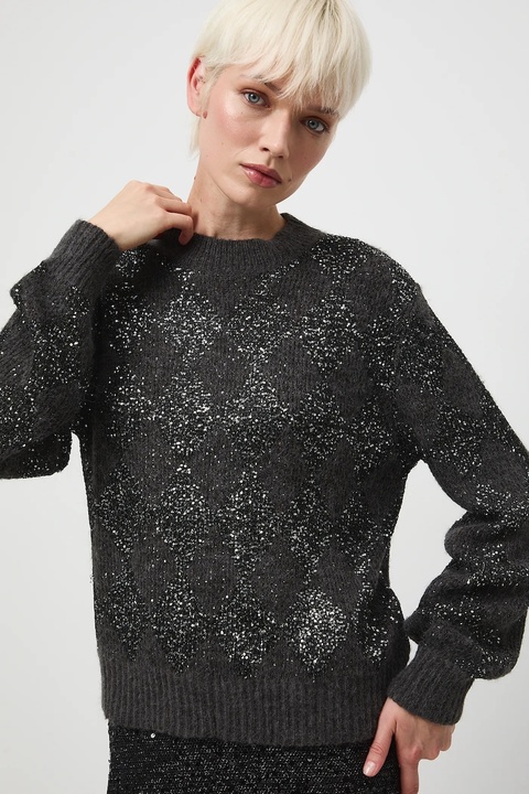 Medicine sweter z domieszką wełny damski kolor szary ciepły - zdjęcie produktu nr 1