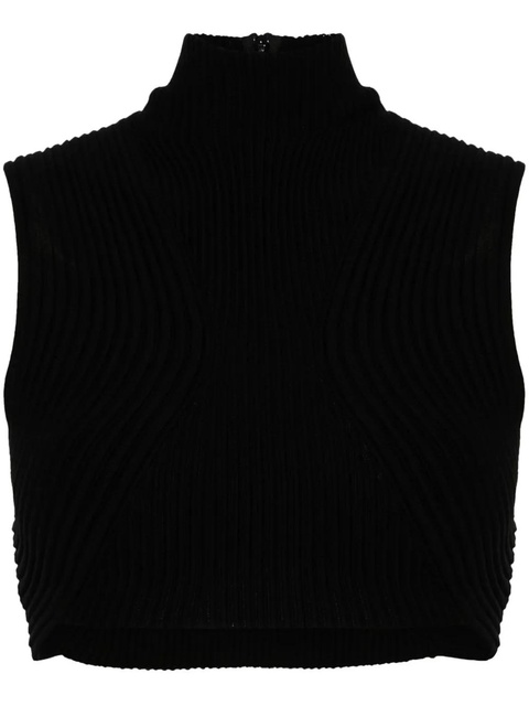 Chloé ribbed-knit wool crop top - Black - zdjęcie produktu nr 1