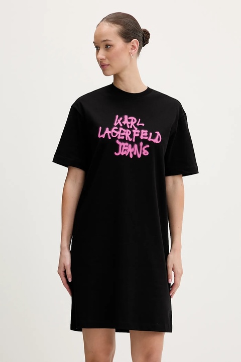 Karl Lagerfeld Jeans sukienka bawełniana kolor czarny mini oversize B1W13043 - zdjęcie produktu nr 1