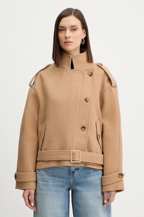 Morgan płaszcz z dodatkiem wełny kolor beżowy GMOT - zdjęcie produktu nr 1