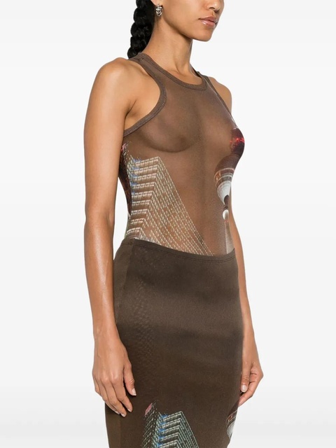 Jean Paul Gaultier sheer mesh printed bodysuit - Brown - zdjęcie produktu nr 2