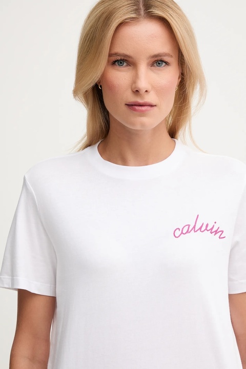 Calvin Klein Jeans t-shirt bawełniany damski kolor biały LV047D882G - zdjęcie produktu nr 2