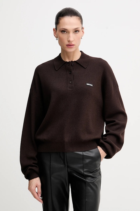Rotate sweter z dodatkiem wełny damski kolor brązowy lekki 1151371667 - zdjęcie produktu nr 1
