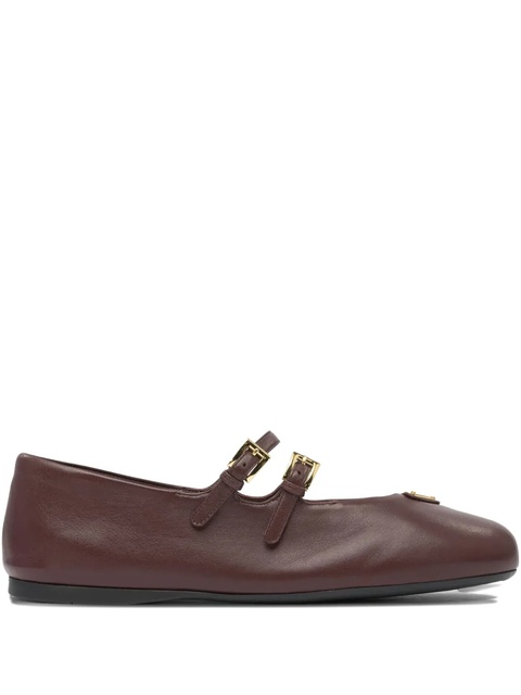 Prada double-buckle leather ballet flats - Brown - zdjęcie produktu nr 1