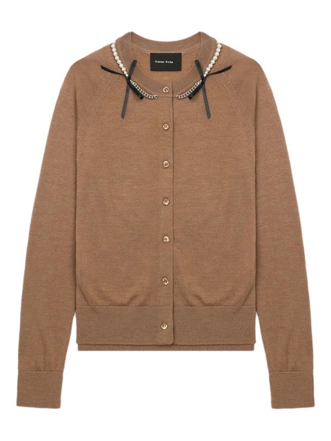 Simone Rocha pearl-embellished cardigan - Brown - zdjęcie produktu nr 1