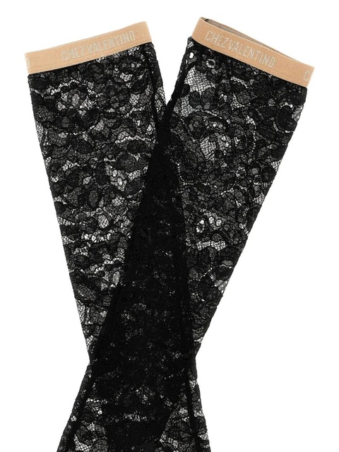 Valentino Garavani Rebordè lace logo-detail socks - Black - zdjęcie produktu nr 2