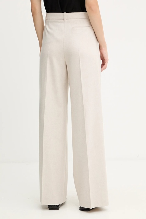 BOSS spodnie z wełną damskie kolor biały proste high waist 50548280 - zdjęcie produktu nr 2