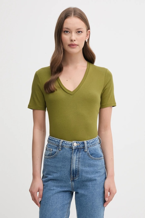 United Colors of Benetton t-shirt bawełniany damski kolor zielony 3GA2E4230 - zdjęcie produktu nr 1