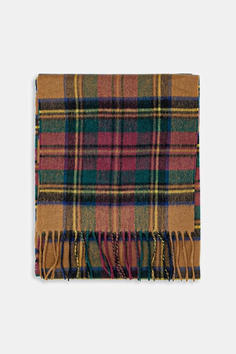 Barbour szalik wełniany kolor beżowy wzorzysty USC0137 - zdjęcie produktu nr 2