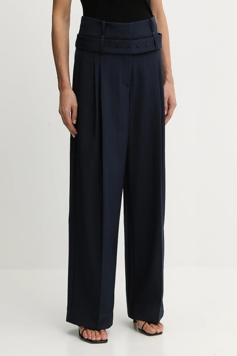 Stine Goya spodnie 0 damskie kolor granatowy szerokie high waist SG-AW25-P113-2435 - zdjęcie produktu nr 1