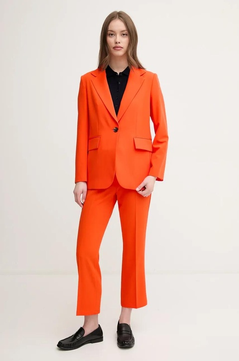 Sisley spodnie damskie kolor pomarańczowy proste high waist 4KVXLE02X - zdjęcie produktu nr 2