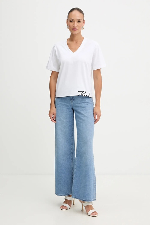 Karl Lagerfeld t-shirt bawełniany damski kolor biały B1W17031 - zdjęcie produktu nr 2