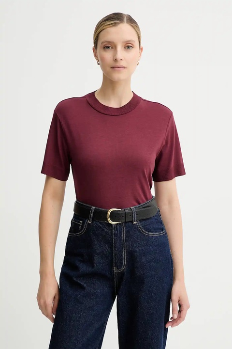 Calvin Klein t-shirt damski kolor bordowy LV044B206G - zdjęcie produktu nr 1