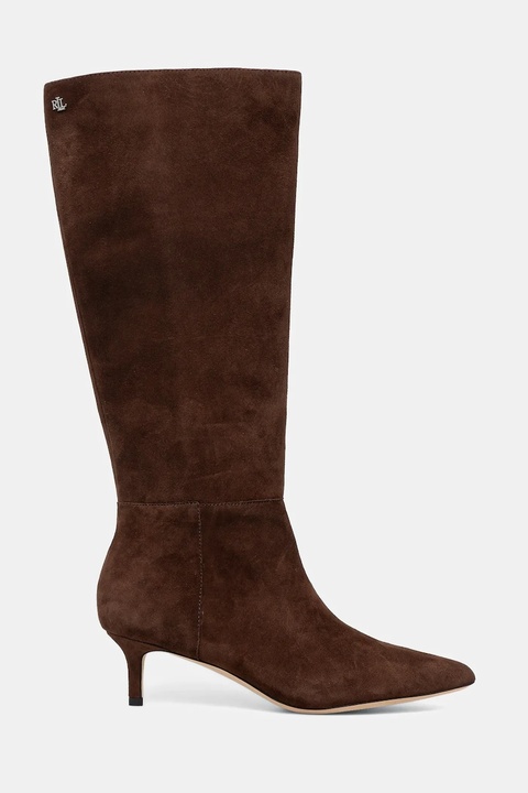 Lauren Ralph Lauren kozaki zamszowe Mckay Tl Hl damskie kolor brązowy na szpilce 802967811004 - zdjęcie produktu nr 2