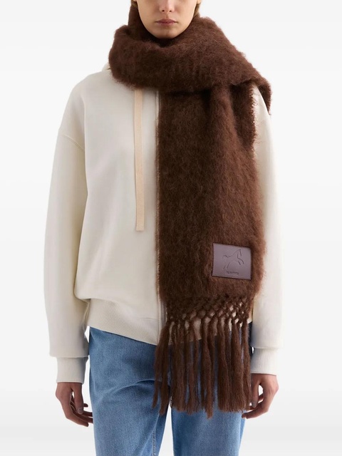 Jil Sander logo-patch fringed scarf - Brown - zdjęcie produktu nr 2