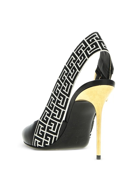 Balmain 95mm signature PB monogram slingback heeled pumps - Black - zdjęcie produktu nr 1