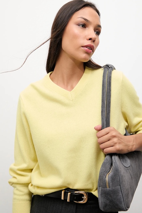Answear.LAB sweter z wełny merino damski kolor żółty lekki - zdjęcie produktu nr 1