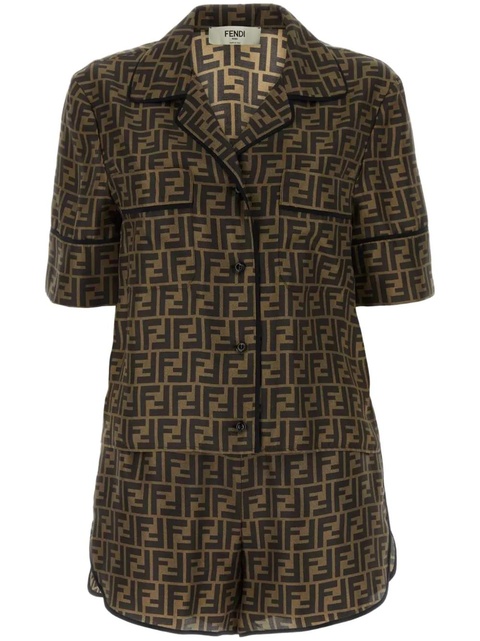 FENDI logo-print silk pyjama set - Brown - zdjęcie produktu nr 1