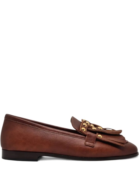 Casadei fringe-embellished studded loafers - Brown - zdjęcie produktu nr 1