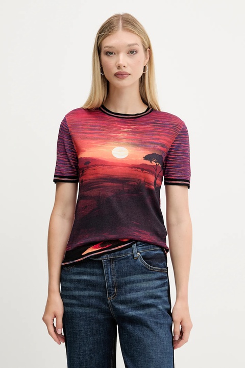 Desigual t-shirt AFRICA damski kolor pomarańczowy 25WWTF05 - zdjęcie produktu nr 1