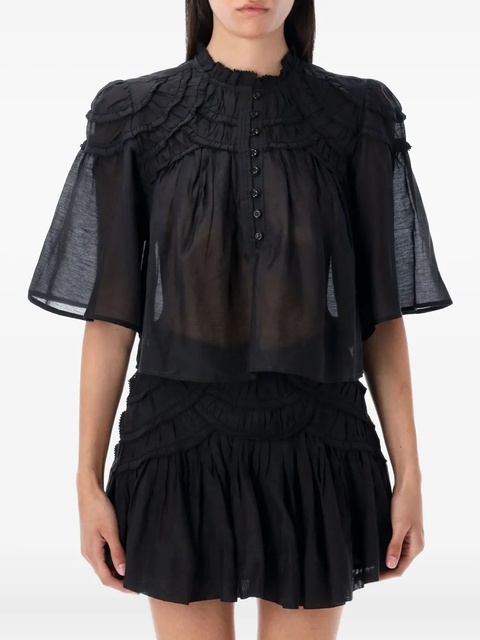 MARANT ÉTOILE Carmen ruffled-frill blouse - Black - zdjęcie produktu nr 1