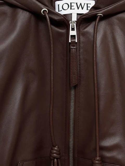 LOEWE Flamenco hooded leather zip-up jacket - Brown - zdjęcie produktu nr 2