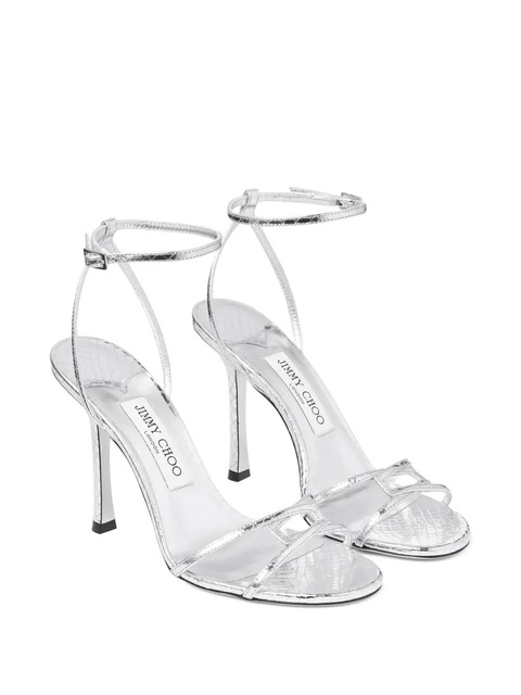 Jimmy Choo 100mm Leo ankle-strap open-toe sandals - Silver - zdjęcie produktu nr 1