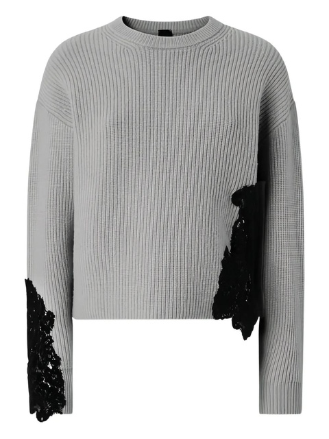 PINKO lace-detail ribbed sweater - Grey - zdjęcie produktu nr 1