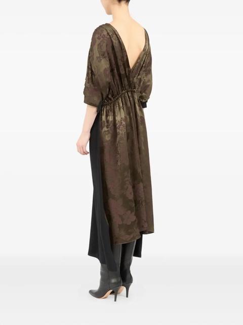 MM6 Maison Margiela floral-print gathered midi dress - Brown - zdjęcie produktu nr 2