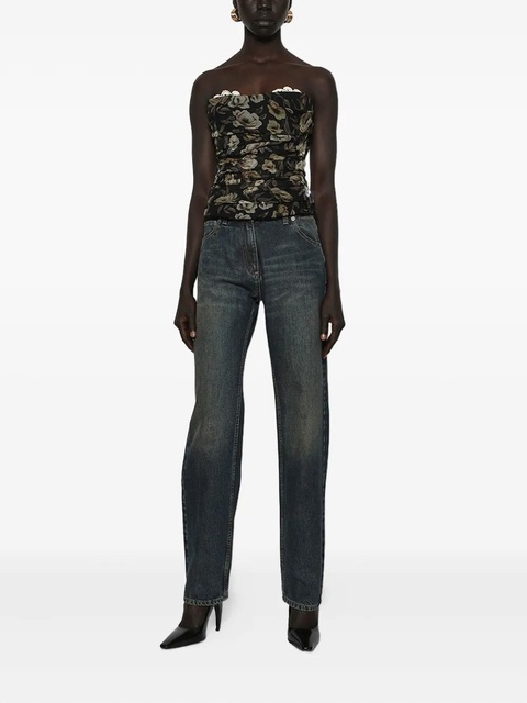 Magda Butrym floral-print lace-detail top - Black - zdjęcie produktu nr 2
