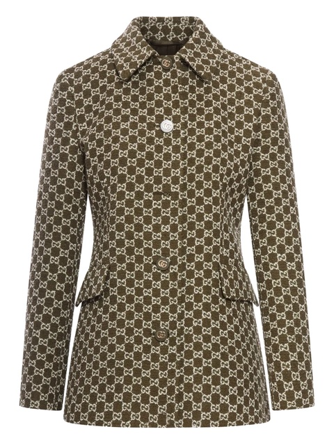 Gucci single-breasted collared tweed jacket - Green - zdjęcie produktu nr 1