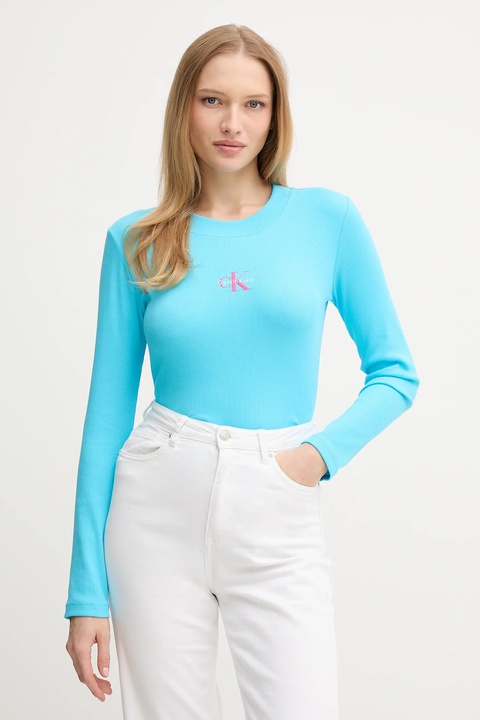 Calvin Klein Jeans longsleeve kolor turkusowy LV047A803G - zdjęcie produktu nr 1