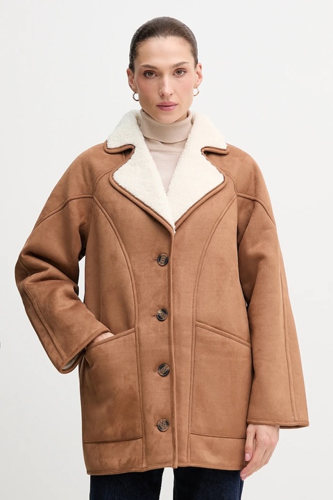 Pepe Jeans płaszcz kolor brązowy PL4024362 - zdjęcie produktu nr 1