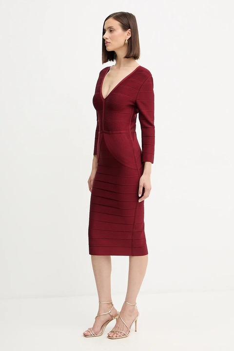 Herve Leger sukienka Athena kolor bordowy mini dopasowana DRB8536267 - zdjęcie produktu nr 2