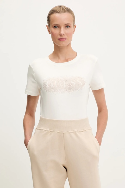 Guess t-shirt bawełniany INGRID damski kolor biały V5YI08 J1314 - zdjęcie produktu nr 1