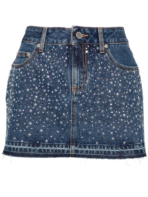 Alessandra Rich stud-embellished denim mini skirt - Blue - zdjęcie produktu nr 1
