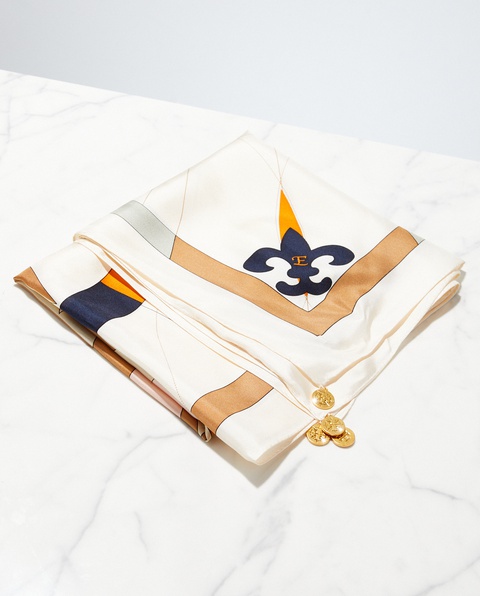 TORY BURCH - Kolorowa chusta z różą wiatrów - zdjęcie produktu nr 1