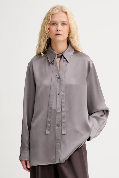 ISABELLE BLANCHE koszula damska kolor szary relaxed z kołnierzykiem klasycznym IS25FW-C059-T008 - zdjęcie produktu nr 1