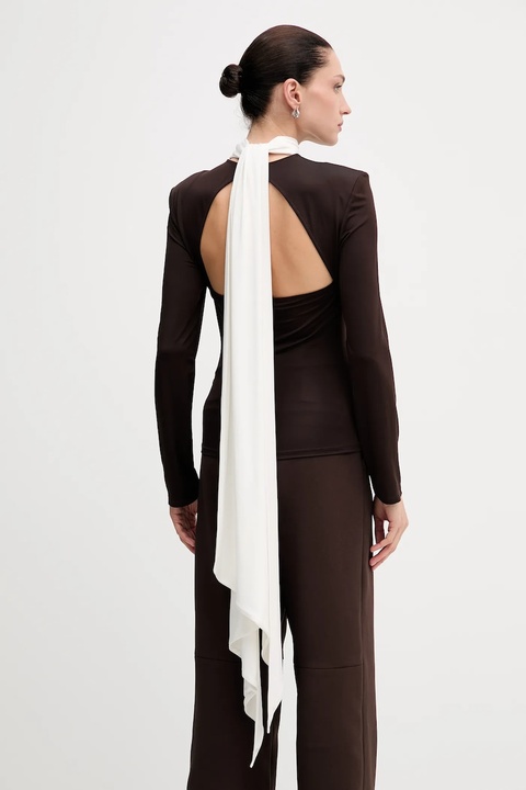 Rotate bluzka damska kolor brązowy gładka 1149673065 - zdjęcie produktu nr 1