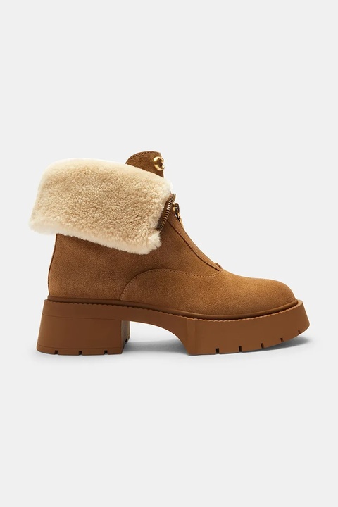 Coach botki Leah Platform damskie kolor brązowy na słupku lekko ocieplone CCH85 - zdjęcie produktu nr 1
