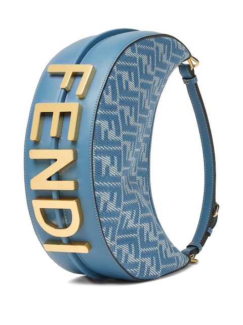 FENDI Fendi logo crescent shoulder bag - Blue - zdjęcie produktu nr 2