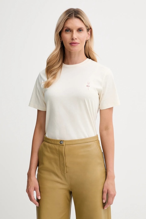 Bally t-shirt bawełniany damski kolor beżowy WJE085 - zdjęcie produktu nr 1