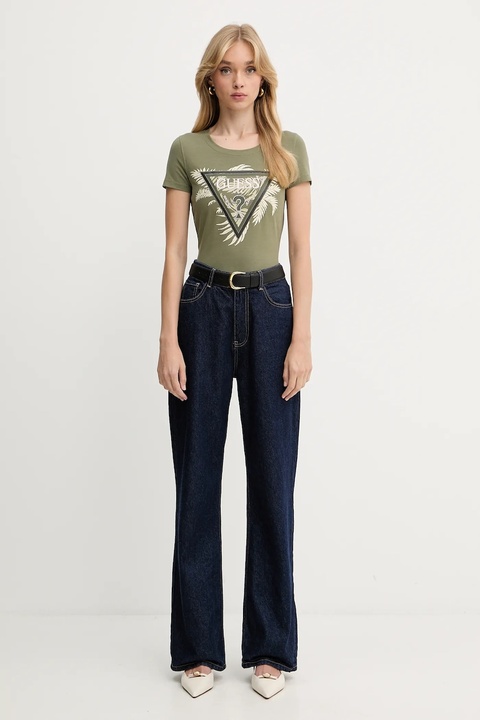 Guess t-shirt damski kolor zielony W5YI13 J1314 - zdjęcie produktu nr 2