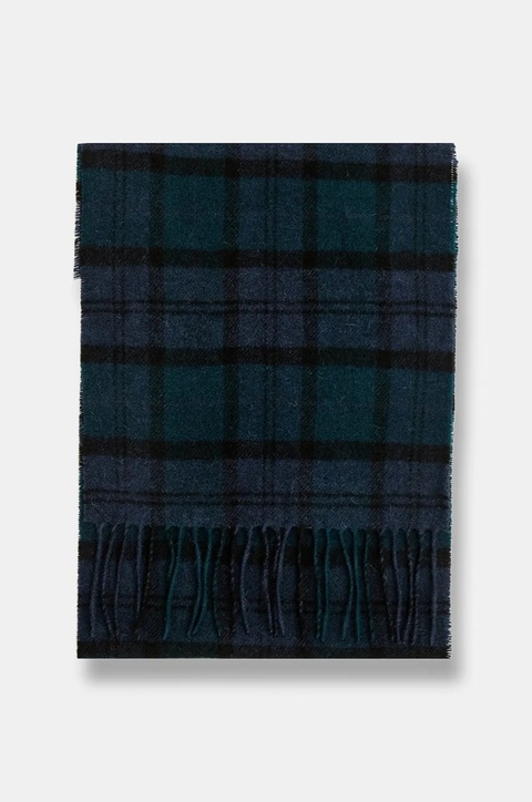 Barbour szalik wełniany kolor granatowy gładki USC0001 - zdjęcie produktu nr 2
