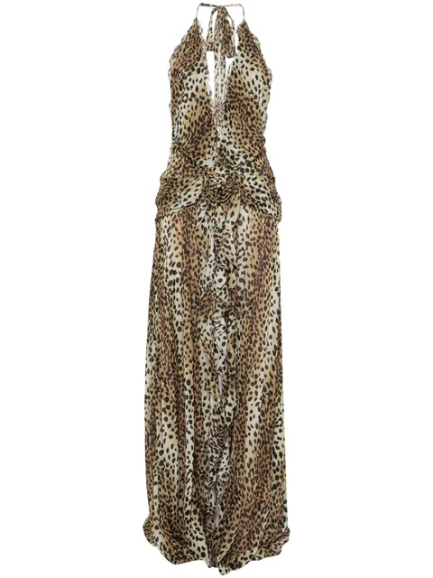 Blumarine leopard-print georgette maxi dress - Brown - zdjęcie produktu nr 1