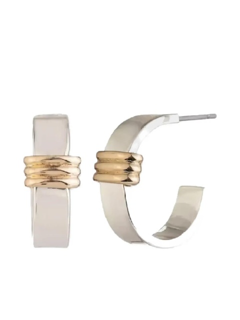 Lauren Ralph Lauren ribbed-detail half-hoop earrings - Silver - zdjęcie produktu nr 1