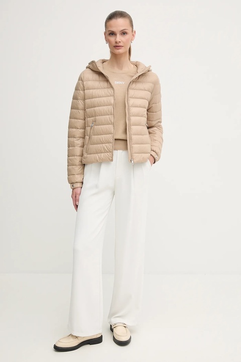Tommy Hilfiger kurtka puchowa kolor beżowy przejściowa WW0WW46788 - zdjęcie produktu nr 2
