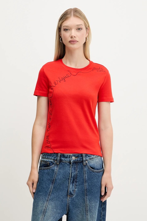 Desigual t-shirt CHARLY damski kolor czerwony 25WWTK08 - zdjęcie produktu nr 1
