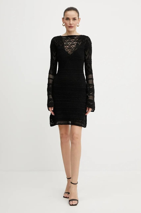 Guess sukienka NELLIE kolor czarny mini dopasowana W5GK48 Z3E22 - zdjęcie produktu nr 2